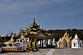 Myanmar - Mandalay, Kuthodaw Pagoda. 729 white pitaka pagodas contain the Tipitaka, the sacred texts of Theravada Buddhism. 